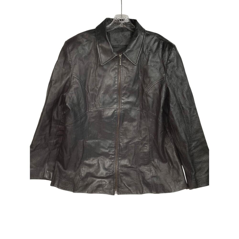 Jacqueline‎ Ferrar Black Leather Coat XL